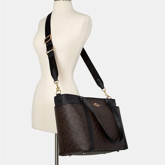 Coach Signature Brown and Black Baby Monogram Tote - Picture 7 of 7